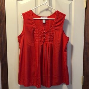 Roaman’s scarlet pintucked sleeveless blouse 16W